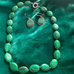 Malachite earrings and necklace